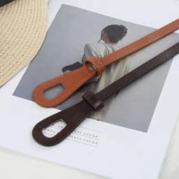Women's Thin Knotted Belt Vinatge Solid Color PU Leather Long Skinny Waist Belts Female Lady Dress Coat Decorative Straps