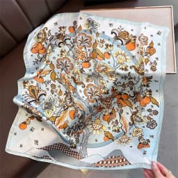 2025 New Yellow Lemon Print Square Silk Scarf for Women 70*70cm Neck Ties Fashion Decorate Neckerchief Female Hijab Bag Ribbions