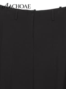 AACHOAE Women Barrel Leg Pants Mid Rise Pleated Balloon Trousers Loose Wide Leg Curved Pants Casual Office Streetwear Long Pants