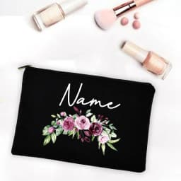 Bridesmaid Teacher Mother Gift Personalized Custom Name DIY Wedding Party Canvas Makeup Case Cosmetic Bags Zipper Toiletry Pouch