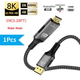 1/2Pcs 4K DisplayPort to HDMI Adapter Cable DP 2.1 4K@60Hz 2K@120Hz [DP Alt Mode] Compatible with Gaming PC to TV Monitor