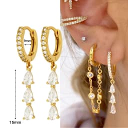 925 Sterling Silver Ear Needle Crystal Zircon Tassel Pendant Hoop Earrings Retro Small Fragrance Style High Jewelry Women Gifts