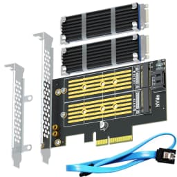 Dual M.2 PCIE NVMe 4.0/3.0 Adapter for M.2 PCIE NVMe SSD and M.2 NGFF SATA SSD
