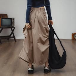 Maden Women Vintage Workwear A-line Skirts Multi-Pocket Tie Draw Pleat Skirt Mid-waist Loose Skirt Spring and Autumn Street Wear