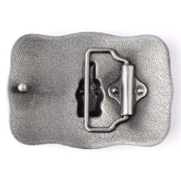 Men Belt Buckle Western Style Long-angle Cowhide Metal Smooth Buckle Beautiful pattern with red blue background silver bull head