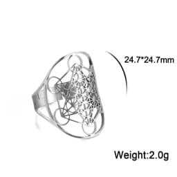 Sacred Geometry Seal Of Archangel Metatron Ring Adjustable Stainless Steel Rings For Women Men