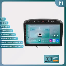 Hizpo 9inch 2Din Wireless CarPlay Android Auto Car Radio for 308 308S 408 2012 - 2020 Headunit DSP RDS BT 4G GPS Navi 360° CAM