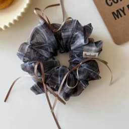 Vintage Plaid Organza Bow Hair Tie - Elegant Double-Layer Hair Tie With Ribbon Details, A Feminine Hair Accessory