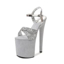 SDTRFT Women's Shoes 20cm Sexy Platform Sequined Decoration 8 Inch Stilettos Banquet Nightclub Pole Dancing Model Party Sandals
