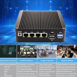 12th Gen Intel Pentium 4417U 2.5G Soft Router 4X I226-V LANS RJ45 Fanless Mini PC HD DP USB-C PfSense OPNsense Firewall PVE ESXI