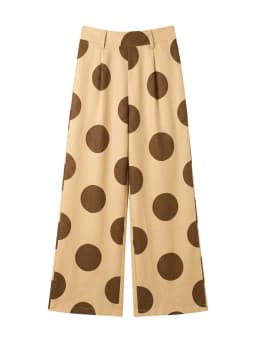 Yeezzi Women's Vintage Polka Dot Wide Leg Pants 2026 New High Waist Pleated Pockets Loose Casual Summer Office Trousers Bottoms