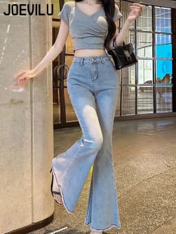 Bow Tie Jeans Women's American Vintage Three-dimensional Micro-large Summer Thin Pants New High-waisted Skinny Hip Flare Pants