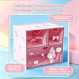 Official Themed Three Grid Drawer Storage Box Clear Multi Compartment Cute Desktop Organizer For Dorm Bedroom
