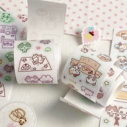 WAKAWAKA Writable Die Cut Sticker Roll Scrapbooking Sticker Hand Drawn Illustration Washi Sticker Journal Planner