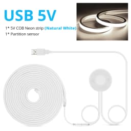 USB 5V LED Under Cabinet Light COB Strip Dimmable Night Neon Tape With Penetrable Wood Hand Scan Touch Sensor Switch For Kitchen