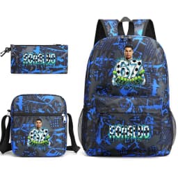 Cr7 Ronaldo 67 Print School Backpack Set with Shoulder Bag & Pencil Case for Teens Kids Lightweight Daypack