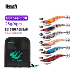 Kingdom 6pcs EGI Squid Bait Set 2.2# 2.5# 3.0# Artificial Jigging Lures Sea Fishing Octopus Cuttlefish Luminous Sinking Lure