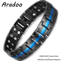 ARADOO Premium Copper Bracelet for Men with Strength 5000 Gauss Magnets Titanium Steel Wristband Jewelry Gifts