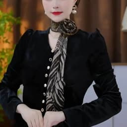 Sweet Flower Chiffon Scarf Versatile Elegant Rose Decor Neck Scarf Detachable Floral Scarf Shawl Girls