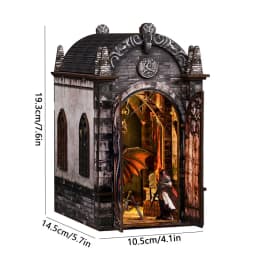 DIY Gothic Book Nook Kit 3D Wooden Miniature Dollhouse with Furniture Handmade Craft Bookshelf Insert Creative Home Decor Gifts