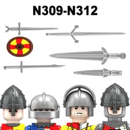 Medieval Infantry Knight Figures Building Blocks England Wars Rose Soldier Castle Military Army Guard Helmet Weapons Bricks Toys