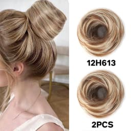 Synthetic rubber band elastic hair ring multi-color heat-resistant bun hair extension wig that surrounds a woman's ponytail