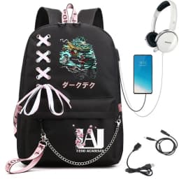 My Hero Academia Anime Print Student Backpack with Webbing Straps Girls School Bag Lightweight Casual Daypack