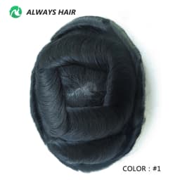 Invisible Hairline Hair System Unit for Men 0.03-0.04mm Super Thin Base Toupee Indian Human Hair Mens' Topper Wig