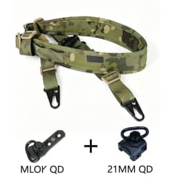 Tactical Adjustable 1/2 Point Crossbody Rope Nylon Rifle Shoulder Strap Outdoor Hunting AR15 Sling with M-system QD+21MM QD