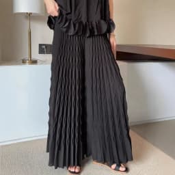 Pleated New Solid Color Elastic Waist Wide Leg Pants Fashion Hand Pleated Stretchy Loose Trousers Comfortable Women's