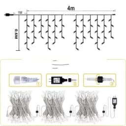 Warm White Icicle Lights Outdoor With Cold White Christmas Decorations 2026 Curtain Garlands 4M(W)*0.6M(H) New Year Festoon Led