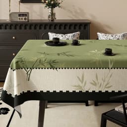 Green Retro Plaid Waterproof Tablecloth High-Quality Pvc Oil-Proof Table Mat for Living Room No-Wash Dining Aesthetic Room Decor