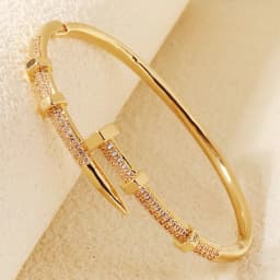 Classic Copper-Inlaid Zircon Open Bangle for Women Fashion Handmade For Stud Bracelet Daily Jewelry Accessories As Gifts