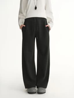 DUSHU 2025 Winter Women's High Waist Drawstring Fleece Lined Loose Fit Casual Pants with Soft Fabric for Comfortable Daily Wear