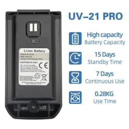 BL-21UV Baofeng UV-21 Pro Original Li-ion Battery High Capacity Type-C Charging Compatible with UV21Pro V2 UV-21 Two Way Radios