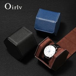Oirlv Portable Watch Box Leather Watch Organizer Hexagon Watch Storage Box With Pillow Wristwatch Bag Birthday Gift Watch Case