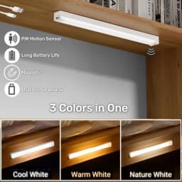 AITHEA LED Motion Sensor Light Wireless USB Rechargeable Night Light Portable Induction Lamp for Cabinet Wardrobe Staircase