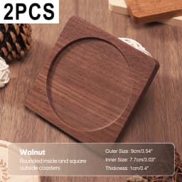 2PCS Wooden Coaster Tea Coffee Cup Pad Walnut Durable Heat Resistant Round Bowl Teapot Mat Home Wood Placemats Decor Coasters