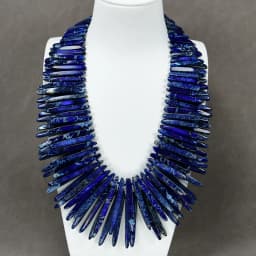 G-G 20' 2 Strands Blue Sea Sediment Jasper Top Drilled Stick Necklace Handmade Women Jewelry Gifts