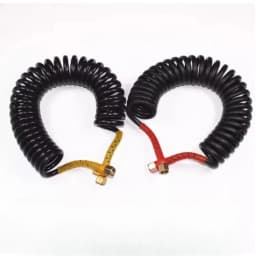 Spiral Spring Reinforced Air Brake Hose, Double Layer PU Coiled Line for Truck & Trailer - Black Red Yellow