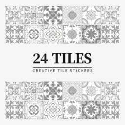 24 Pieces of Mandala Retro Pattern Glossy Self-adhesive Tile Stickers for Kitchen and Bathroom Removable Waterproof Wall Sticker