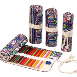 72 Holes Roll Colored Kawaii Pencil Case School Supplies Art Pen Bag Student Cute Large Pencil Cases Pen Bag Stationery