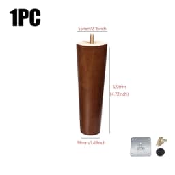 8/10/12/15/20cm Durable Solid Wood Furniture Legs Conical Universal Sofa Legs with Iron Sheet Chair Replacement Feet