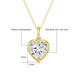 Heart Shape Necklace Pendant 2CT D Color Moissanite 14K Gold Filled for Girlfriend Fiancée Gift Valentine's Day Gifts Romantic