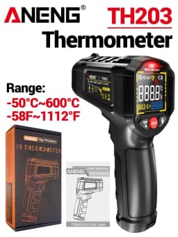 ANENG TH203 Digital Infrared Thermometer -50~600℃ Temperature Meter Non-contact Pyrometer Tester IR Hygrometer Industrial Tool
