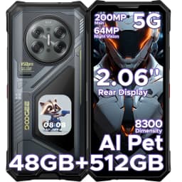 DOOGEE V50 Pro 5G AI Rugged Phone 6.78" Dimensity 8300 52GB RAM(16+36) 1TB ROM with 2.06" AMOLED Multi-function Rear Display 200MP Camera 64MP Night Vision Camera Android 16 Supports Walkie Talkie