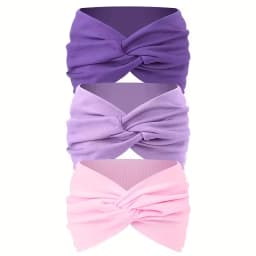 3PCS Women's Wide Hair Band in Elastic Solid Color, Anti-Slip Hair Accessory for Exercise, Multi-Functional Accessory