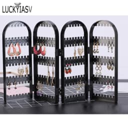 120/180/240/360holes Plastic Clear Earrings Studs Display Rack Folding Screen Earring Jewelry Display Stand Holder Storage Box