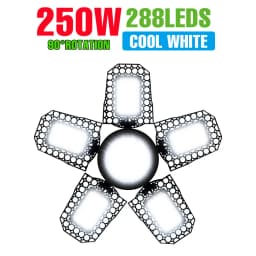 250W LED Bulb E27/E26 Lamp Garage Light AC 220V Folding Deformable High Bay Lamp 110V Spotlight Home Warehouse Workshop Basement