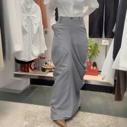 [EWQ] Elegant High Waist A-line All-match Clothing Minimalist Office Women's Fold Skirt Bottom Slit Design Skirts 2025 Autumn